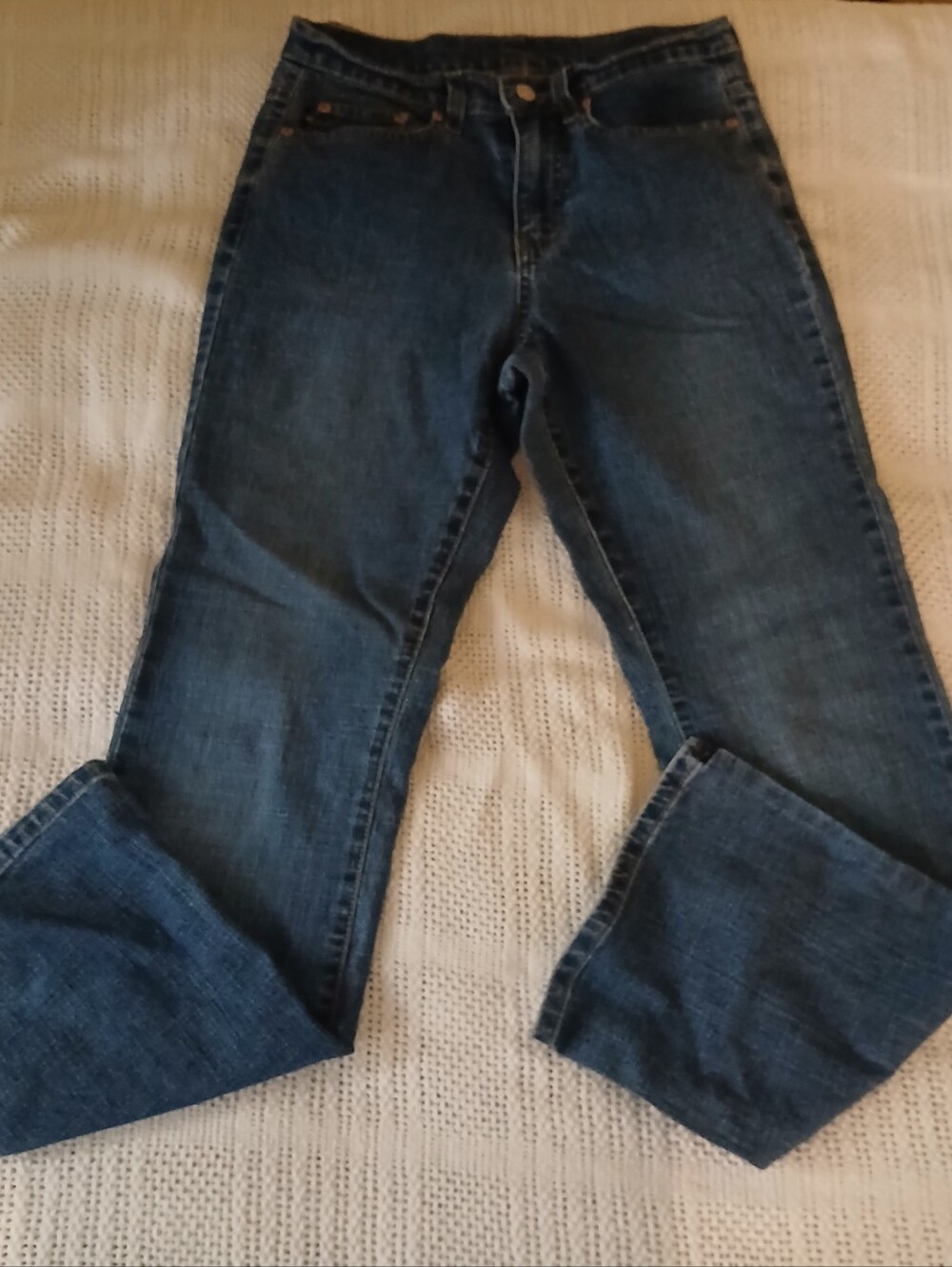 Vintage Ralph Lauren Women's Bootcut Jeans in Dark Blue Denim Size 6